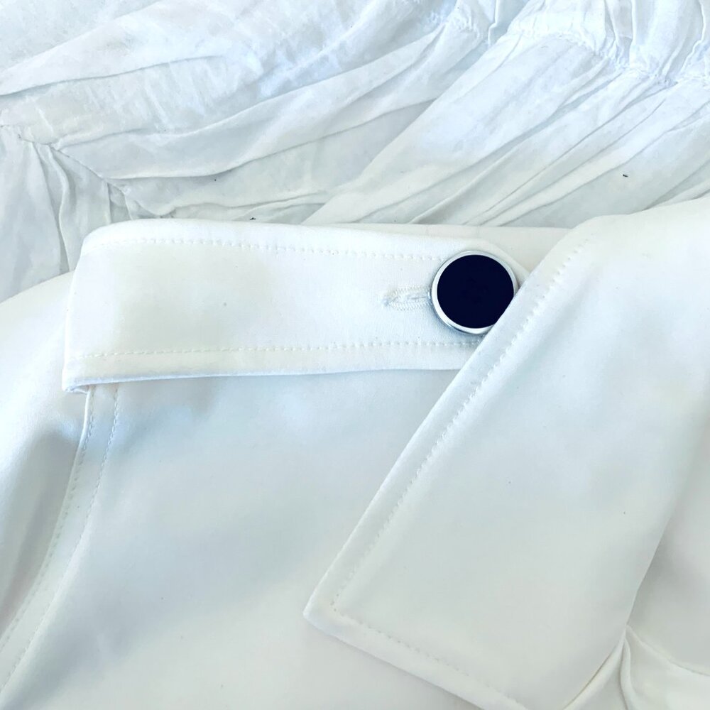 Dkny Jacket White Button Front Epaulets Long Slee… - image 5